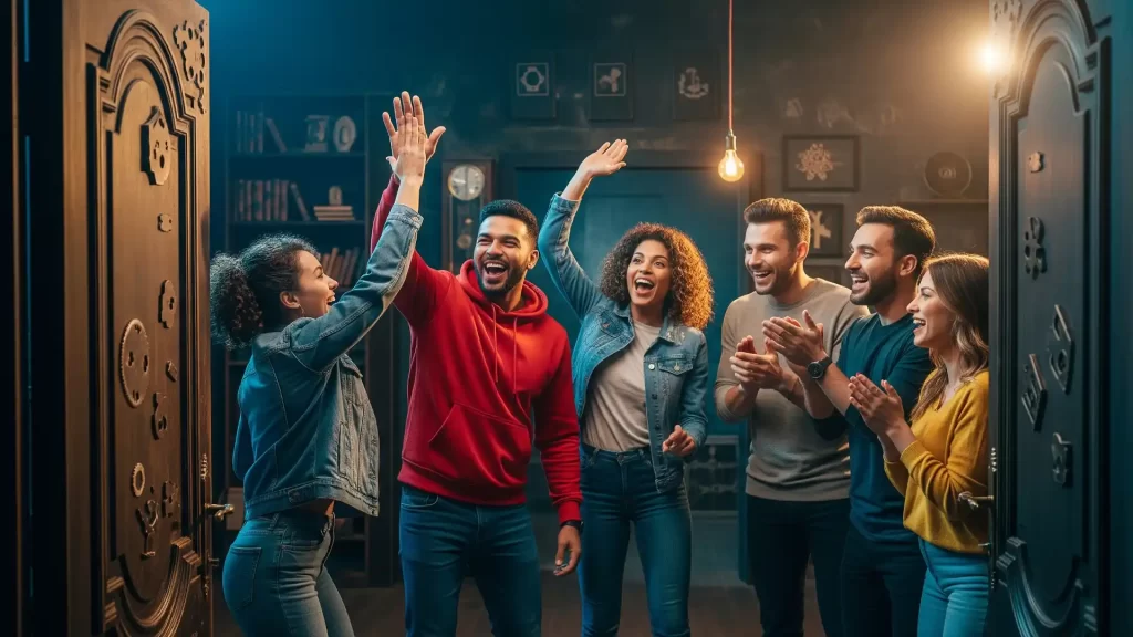 تیم موفق در اتاق فرار پس از حل معماها و پیروزی در بازی